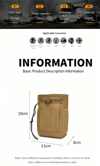 New Outdoor 3‑5L Camo Tactical Molle Dump Pouch, 600D Nylon Recycle Waist Pack, Portable Hunting Outdoor Accessories Storage Bag