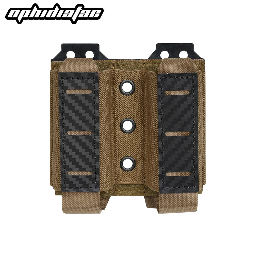 OPHIDIANTAC  Mag Pouch 9mm Double Mag Carrier Carbon Fiber MOLLE Pouch