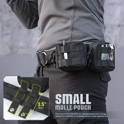 Mini Tactical Molle Pouch Compact Admin Pouch EDC Tool Pouch Utility Multi-Purpose Waist Belt Pouch Outdoor Hunting Camping Bag