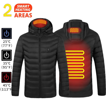 Winter Heated Jacket for Skiing & Hiking, Men Women USB Thermal Coat with 21 Heating Areas, Washed Cotton Camping Gear