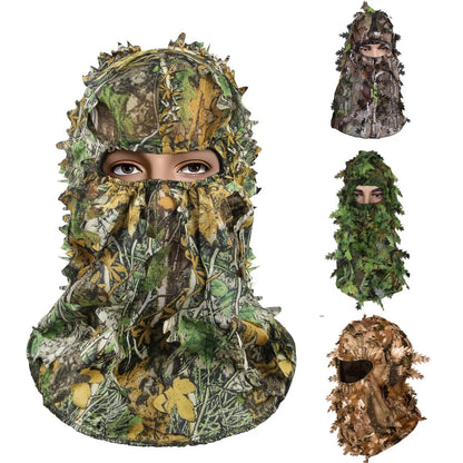 Outdoor Camouflage Headgear, 3D Leaf Camouflage Full Face Hood