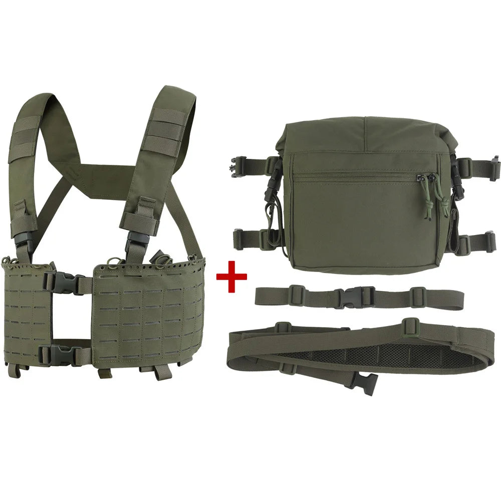 Tactical Alpha Chest Rig with Expansion Pack SS Style Load Bearing Vest (LBV) Alpha Expander Kit Pouch 34A Split MOLLE Equipment