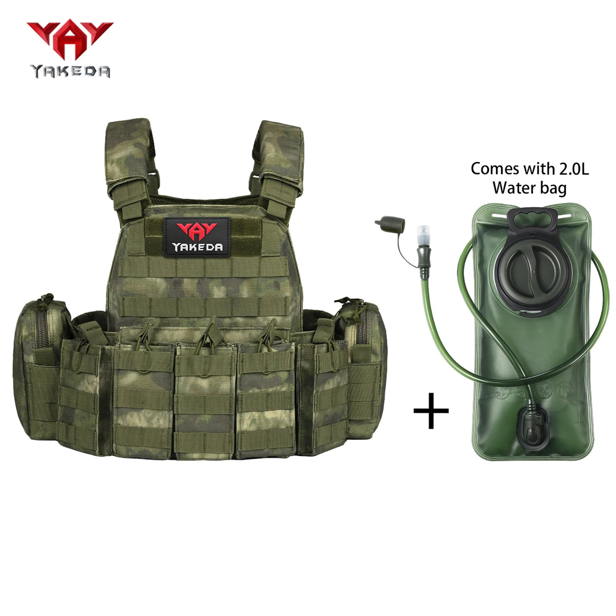 YAKEDAMOLLE Modular Hunting Tank Top, Comes with 2L Soft Water Bag, Adjustable Shoulder Strap with Multiple Device Bags