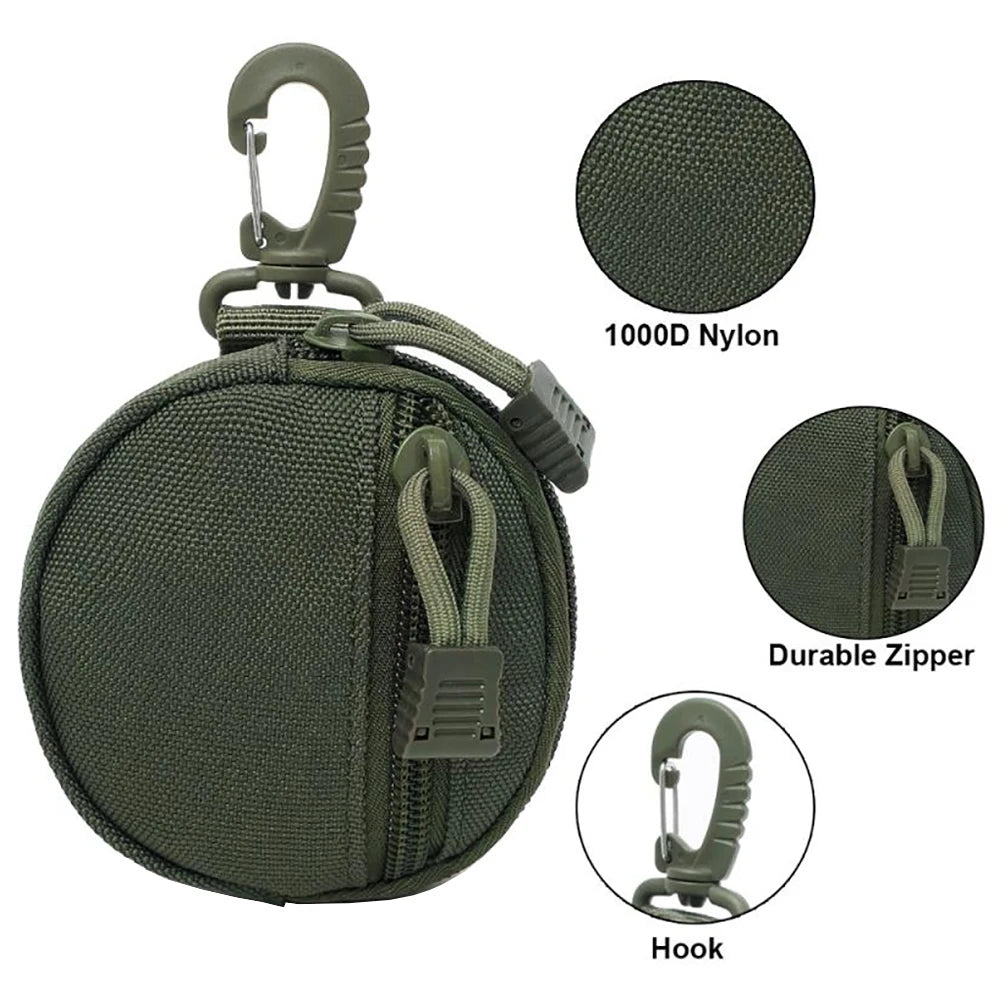 Mini EDC Tool Pouch Keychain Zipper Holder Earphone Key Wallet Coin Purses Utility Outdoor Hiking Hunting Accessories Waist Bag