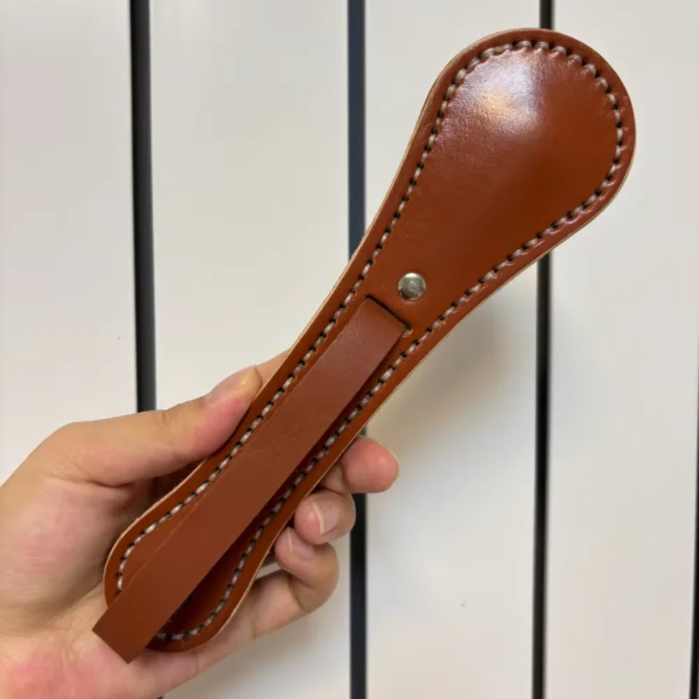 26cm Large Cowhide Leather Clapper Hand Sewn Fitness Exercise Slapper with Built-in Lead Block for Camping And Defence Training
