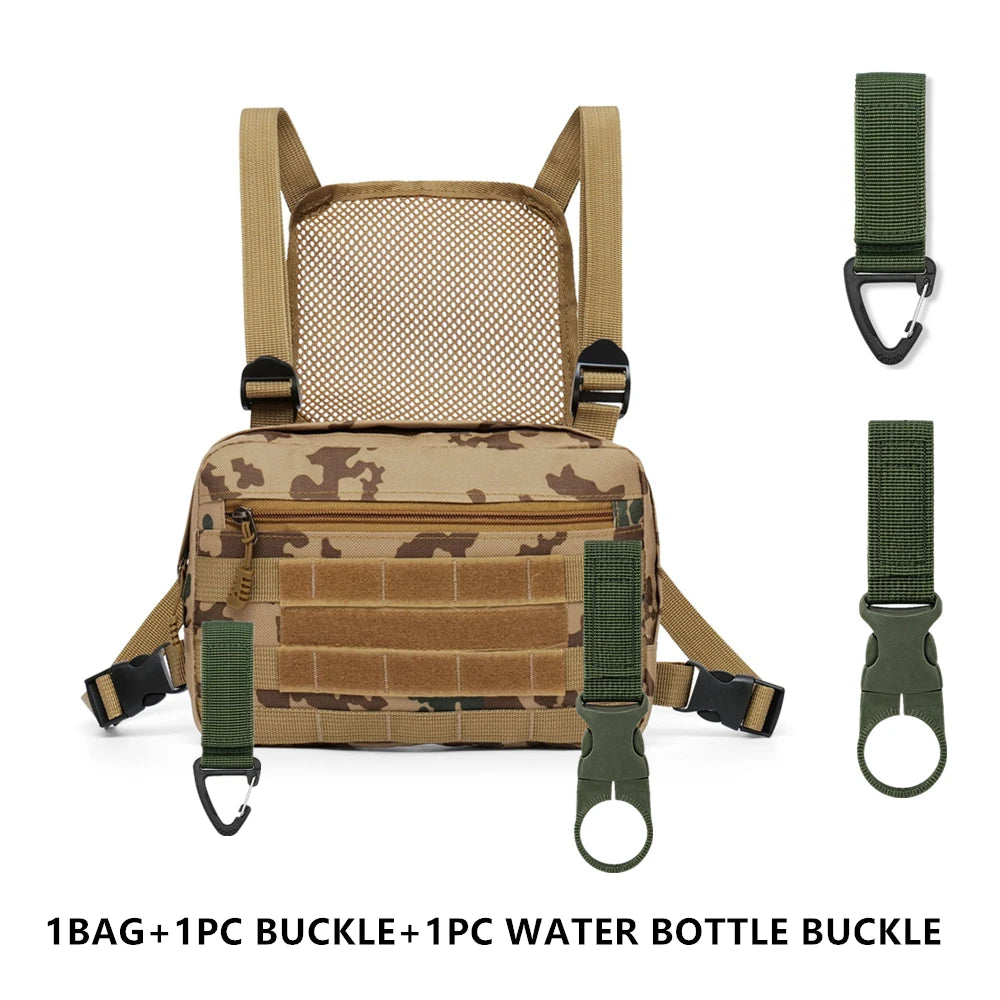 Outdoor Sports Chest Bag Motorcycle Bicycle Cycling Bag , Lightweight Molle Tactical Chest Bag for Running Hiking Fishing Travel