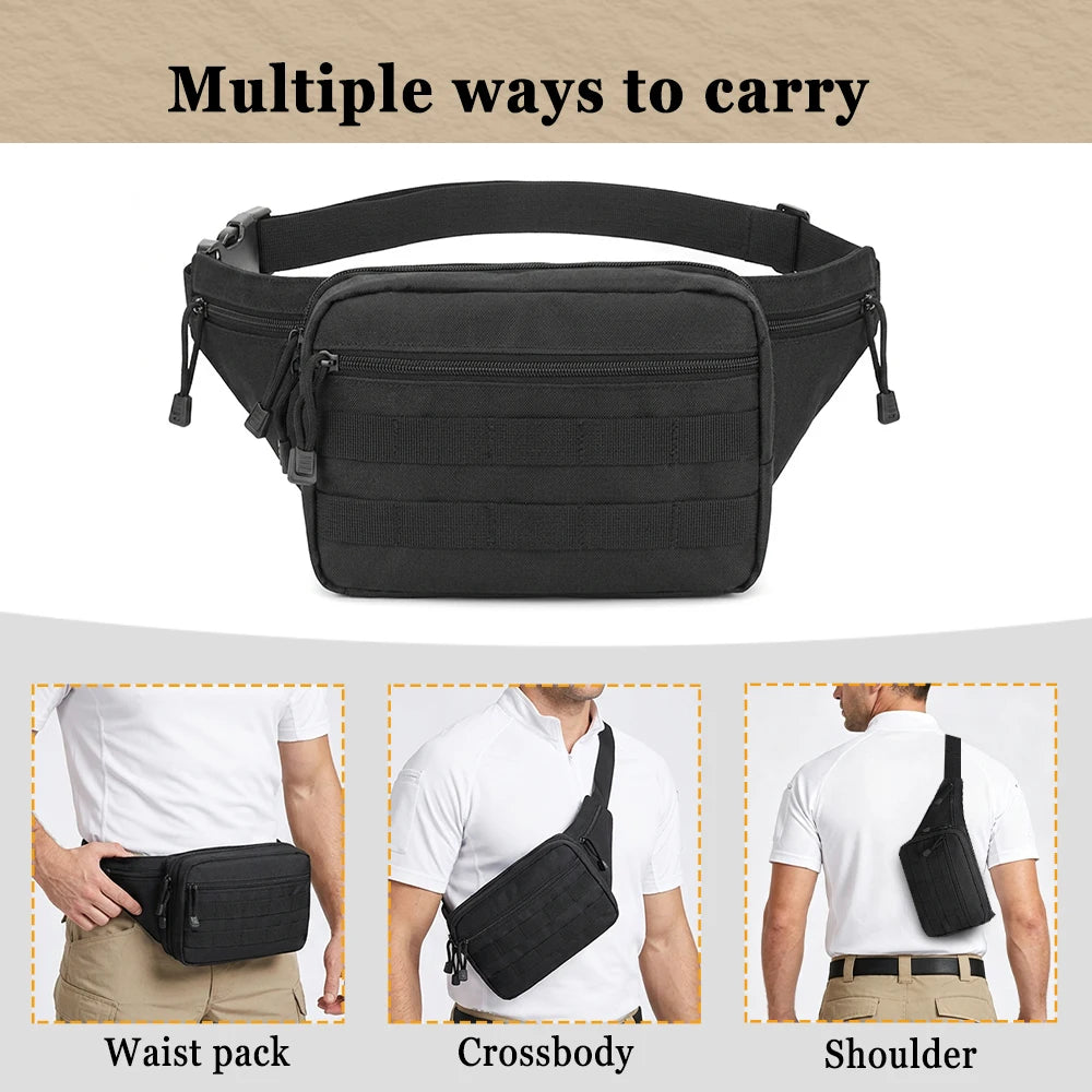 Concealed Carry Gun Bag Tactical Pistol Bag with Holster Adjustable Belt Fanny Pack Hidden Gun Pouch MOLLE Waist Bag Hunting