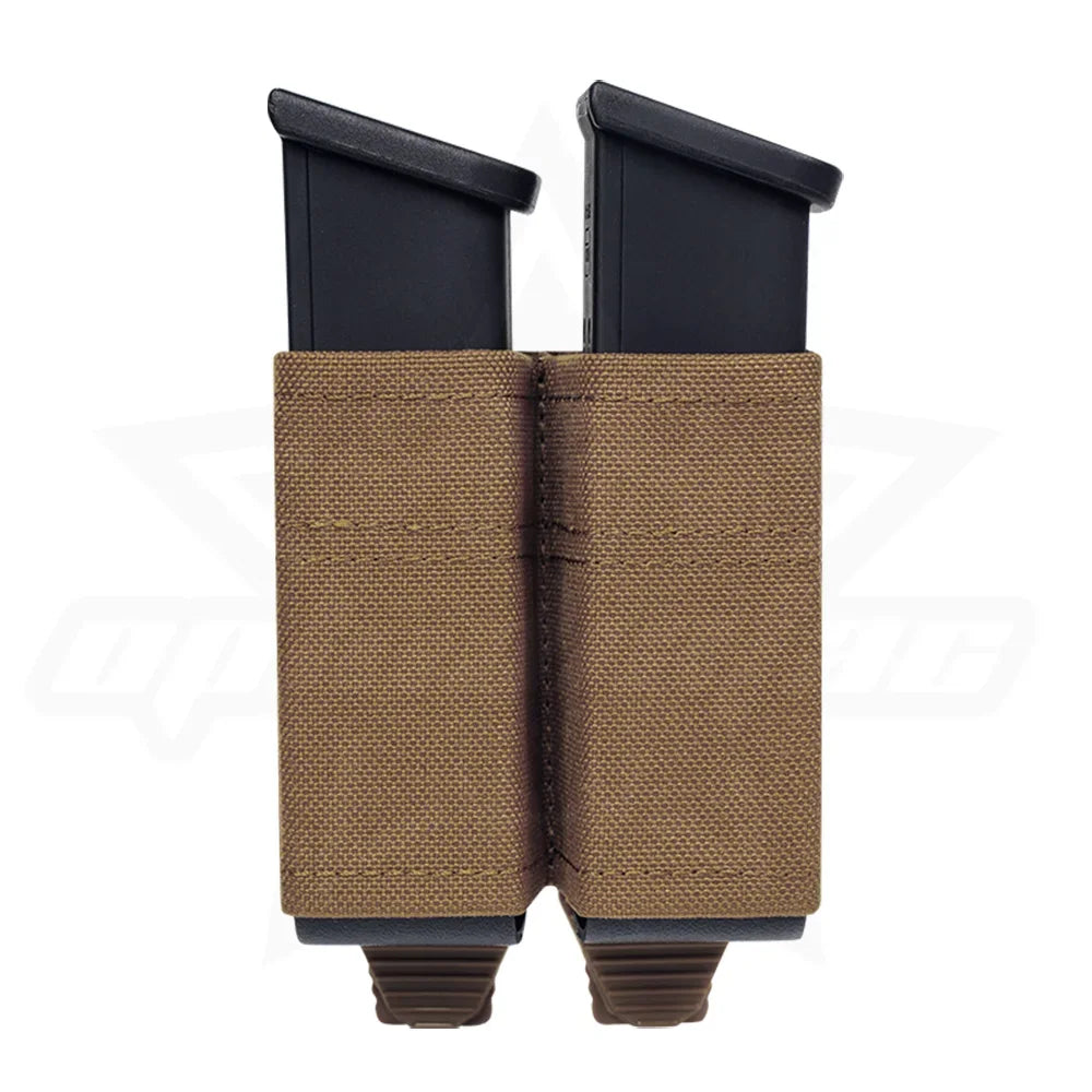 1Pc 1000D Nylon MOLLE Double 9MM Mag Pouch Fit GLOCK Hunting Airsoft CS Tactical Magazine Holder Support Clip Holsters Pouches