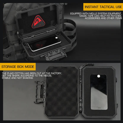 Tactical Waterproof Case Pistol Battery Mobile Phone Bag Protective Double Sponge Shockproof Lockable Airsoft Vest Gear