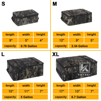KRYDEX Tactical Travel Packing Organizer Pouch 70D Nylon Packing Cubes Waterproof Luggage Bags YKK Zipper 4pcs set