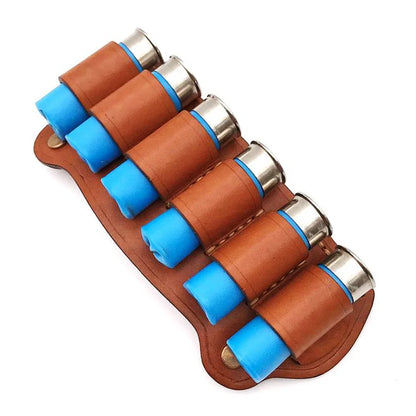 Tactical Cowhide Leather Hunting Magazine Pouch 12 Gauge 6 shot bullet storage bag Ammo Bag Shell Holder Cartridge Belt