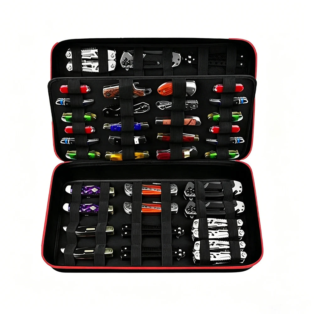 Tactical Knife Display Case With 64+ Pocket Knives Organizer Knife Holder Storage Bag For Hunting Hiking Outdoor Survival Sport