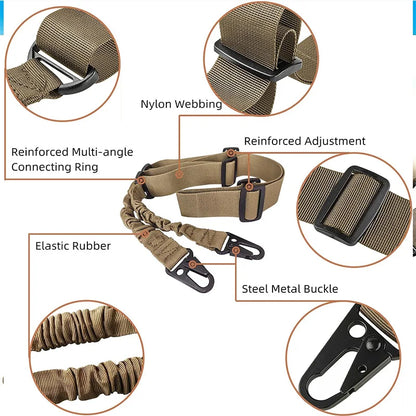 Two Points Rifle Sling With Length Adjuster Traditional Sling With QD Metal Hook For Hunting Tactical Sling Shoulder Straps