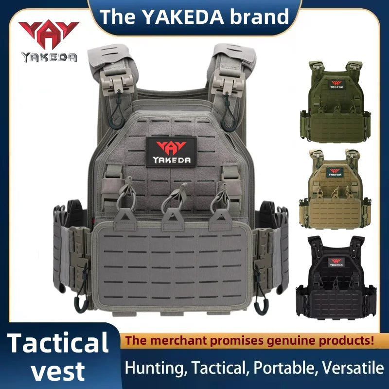 YAKEDA Tactical Vest 6094 Fast Detachable Light Laser Cut Outdoor Hunting Black Gear Carry Vest of High Quality 1000D Nylon