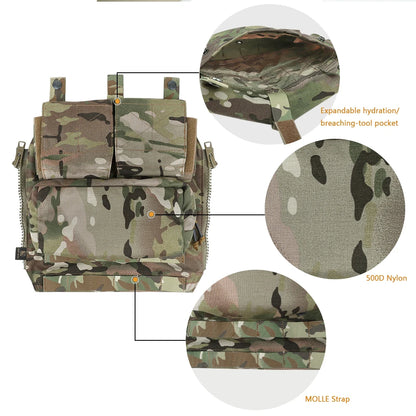 KRYDEX Tactical Zip On Pouch Plate Carrier Backpack Bag For CPC NCPC AVS JPC2.0 Hunting Airsoft Vest Accessories