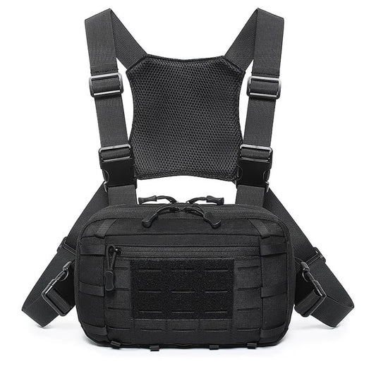 Tactical Chest Pack  MOLLE Webbing System  Zipper Closure, Breathable, Outdoor Hiking