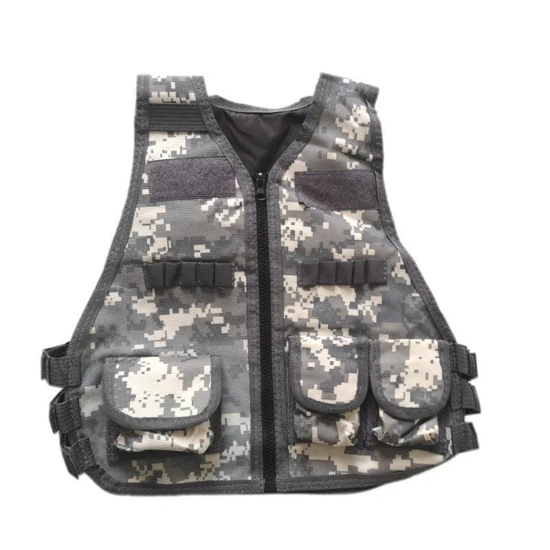 Children Combat Vest Kids Camouflage Multiple Pockets Hunting CS Shooting Jacket Hunting Tactical Waistcoat Training Gear