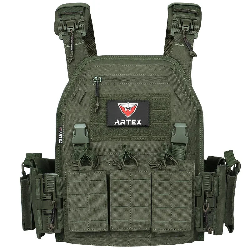 Tactical Vest Paintball Plate Holder 1000D Fabric Quick Releaseable Plate Carrier Laser Cut Platewith Triple Magazine Pouch ﻿