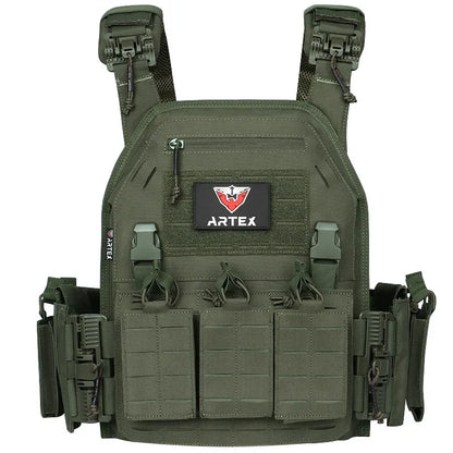 Tactical Vest Paintball Plate Holder 1000D Fabric Quick Releaseable Plate Carrier Laser Cut Platewith Triple Magazine Pouch ﻿