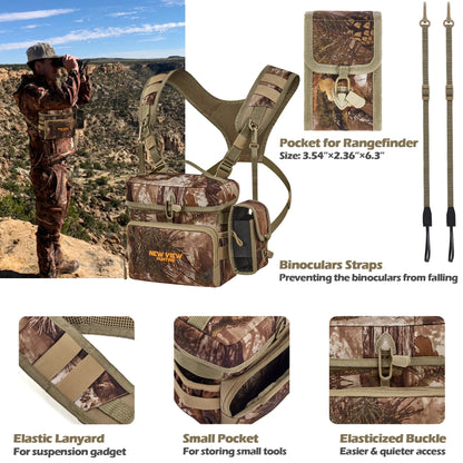 NEW VIEW Bino Packs for Hunting, Binocular Straps Harness Chest Pack with Detachable Rangefinder Pouch（Large Size）