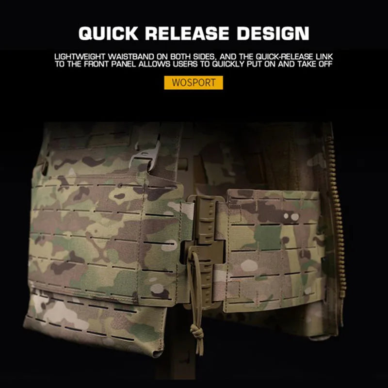 WOSPORT Tactical Vest Camouflage Knight Tactical Quick Release Vest Lightweight MOLLE System Comes With Laser Back Plate