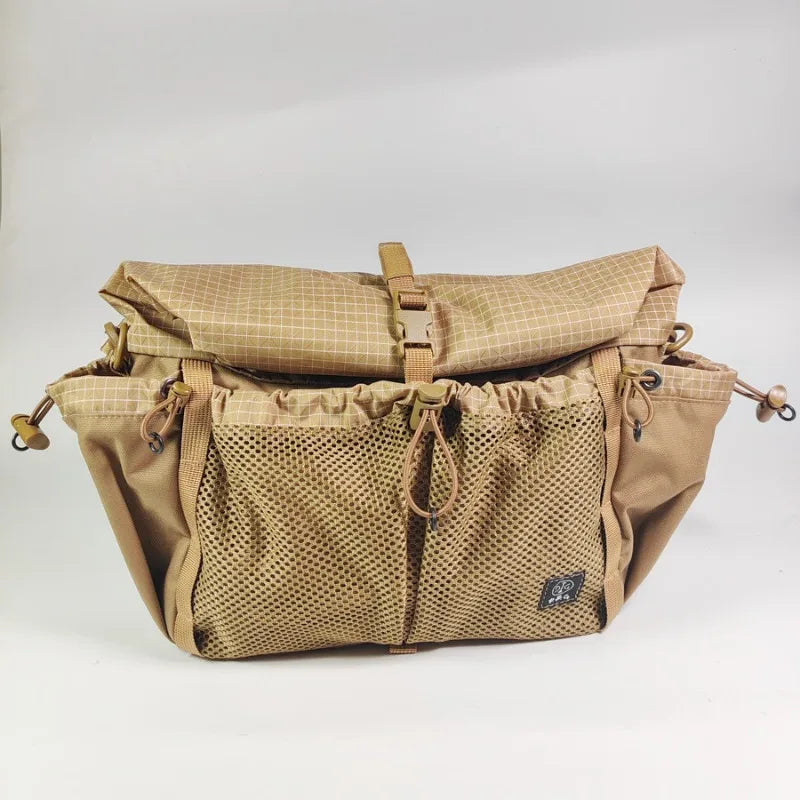 Outdoor Roll‑Top Messenger Sling Bag 500D Nylon Dyneema Blended Fabric Water Resistant Multi‑Pocket Pack Camping Hiking Travel