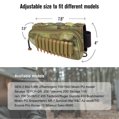 KRYDEX Rifle Buttstock Stock Pack Cheek Rest Gun Pouch Tactical Shell Holder Shot Hunting Gear Combat Accessories Right Hand