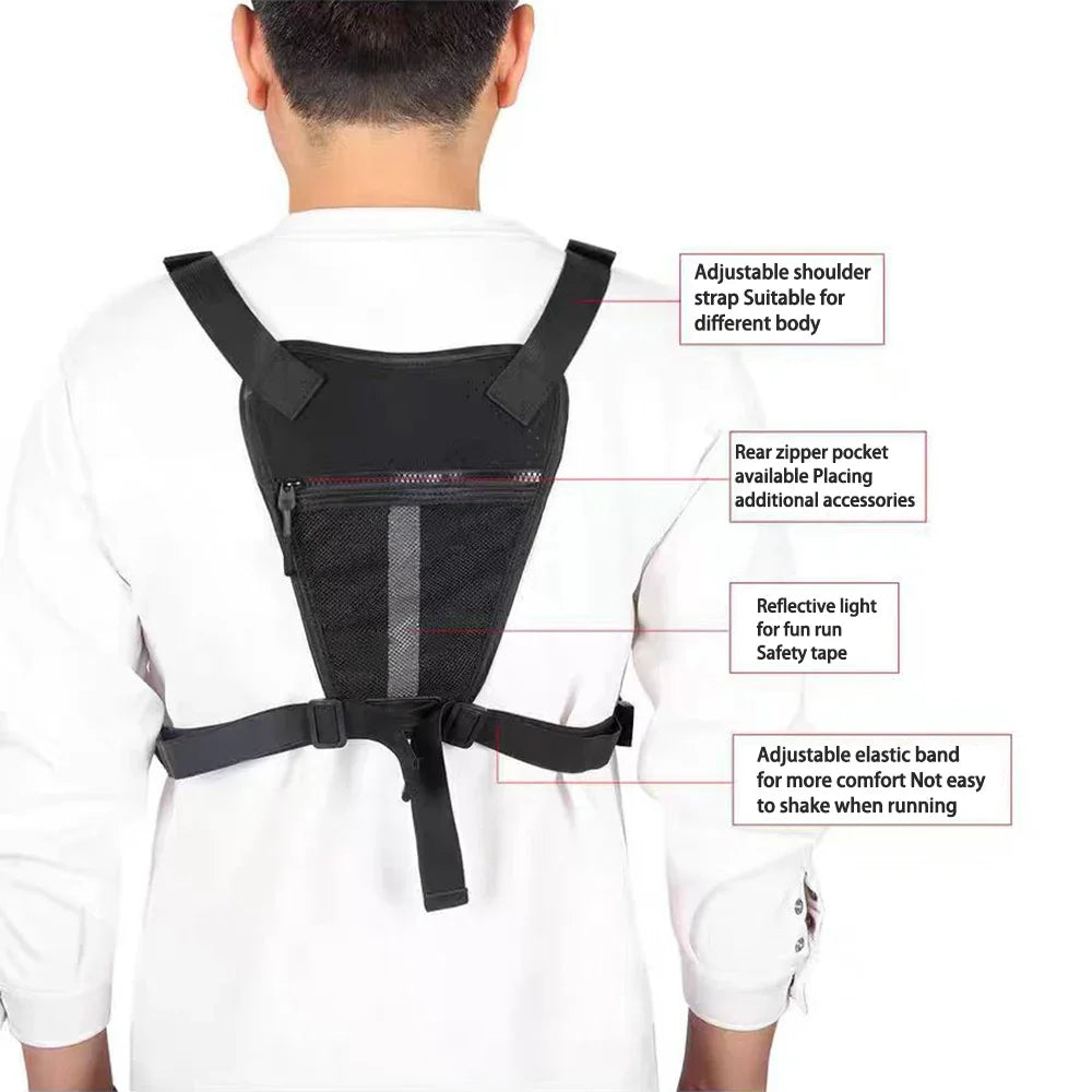 Outdoor Water Resistant Running Vest Chest Pack With Phone Holder Extra Storage Bolsa Sports Chest Bag