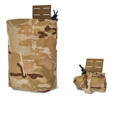 Tactical Foldable Bag Airsoft EDC Molle Foldable Bag Gear Hunting Recycling Storage Carrier Waist Pouch Multicam 500D