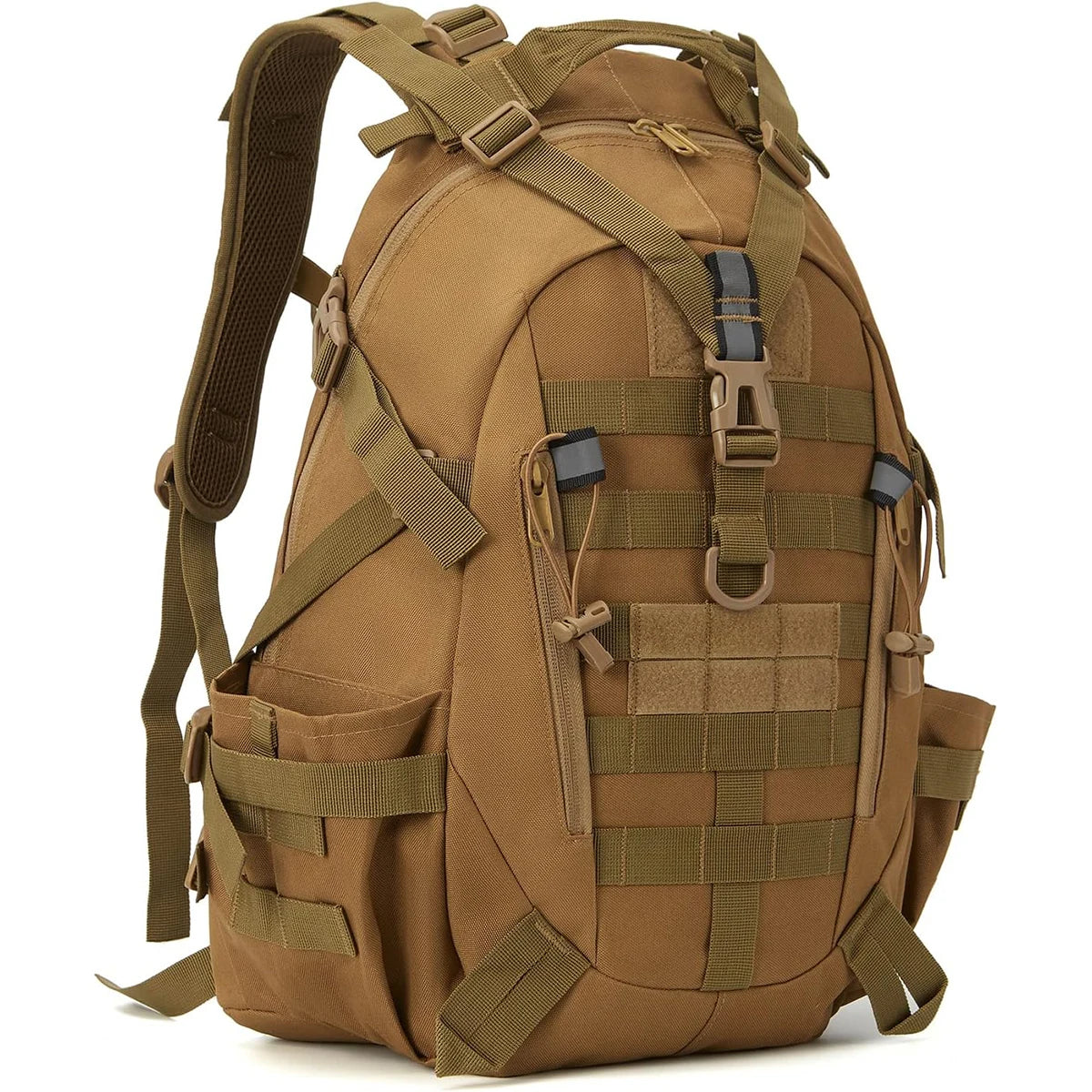 35L Tactical Hunting Backpack for Men with MOLLE System & Reflective Strip, Outdoor Hiking Rucksack with Dual Cup Holders & Compression Straps, Deer Bow Archery Elk Waterfowl Hunting Gear Bag