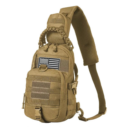 Single shoulder chest bag, widened and thickened shoulder pad, MOLLE system, multi hanging point design, woven handle