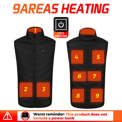 21 Heated Vest Zones Electric Heated Jackets Oversized USB Electric Jacket Men Women Winter Warm Coat For Hiking Outdoor Camping