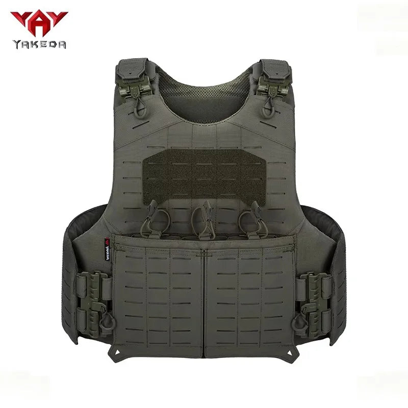 YAKEDA Quick Release Plate Carrier Tactical Vest Laser Cut PALS Hunting Protective Training Vest