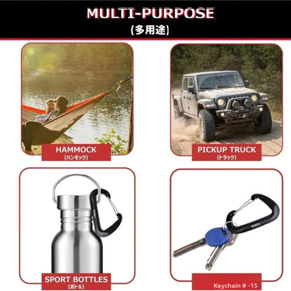 4PCS 12kN Carabiners Set D-type Heavy Duty Buckle Hook Outdoor Aluminum Clips For Hammock Camping And Hiking