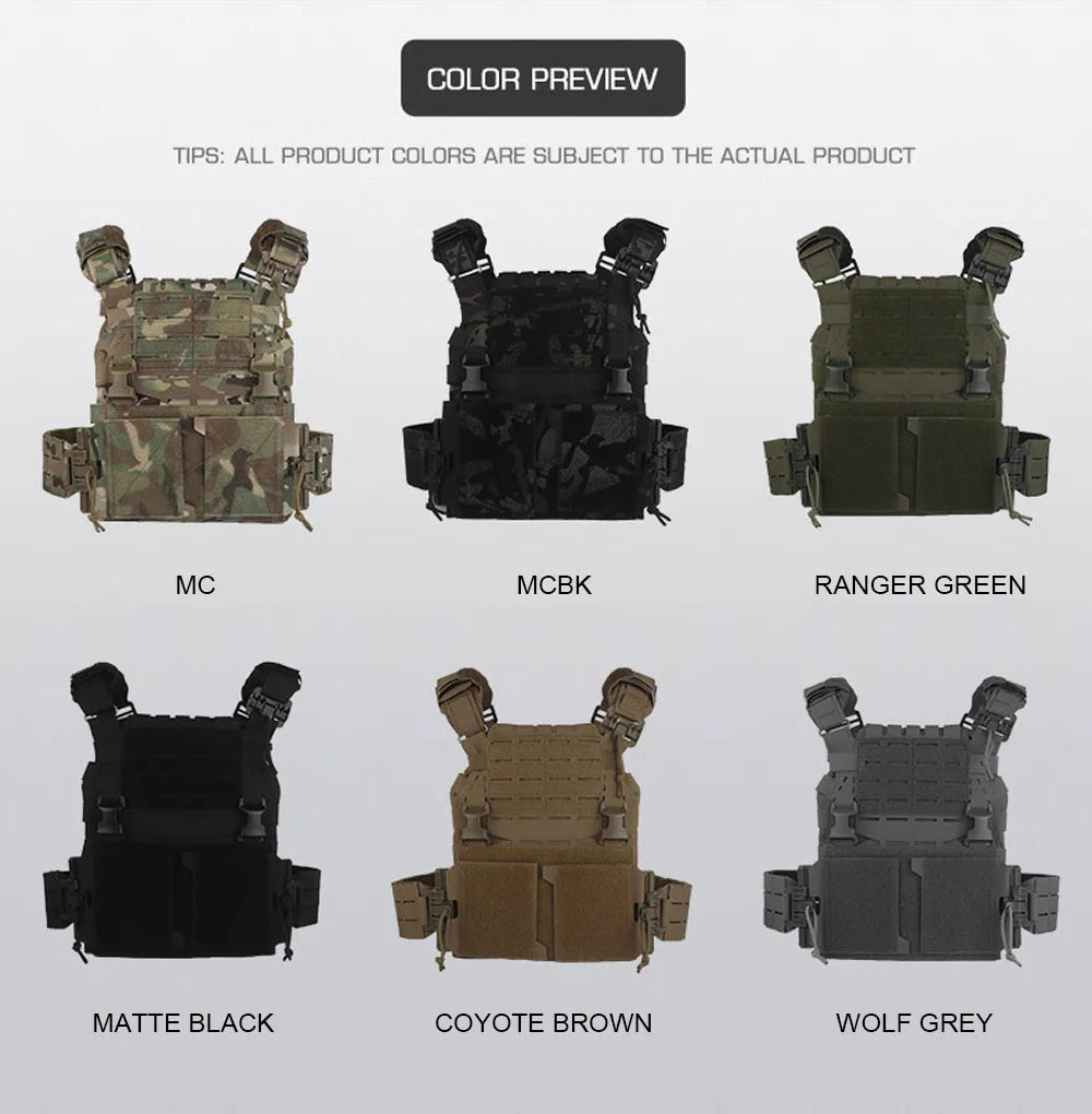 Tactical ARC Plate Carrier V2 Assault Rig Combat Training Protective Vest with Triple Magazine Pouch Quick Release MOLLE System