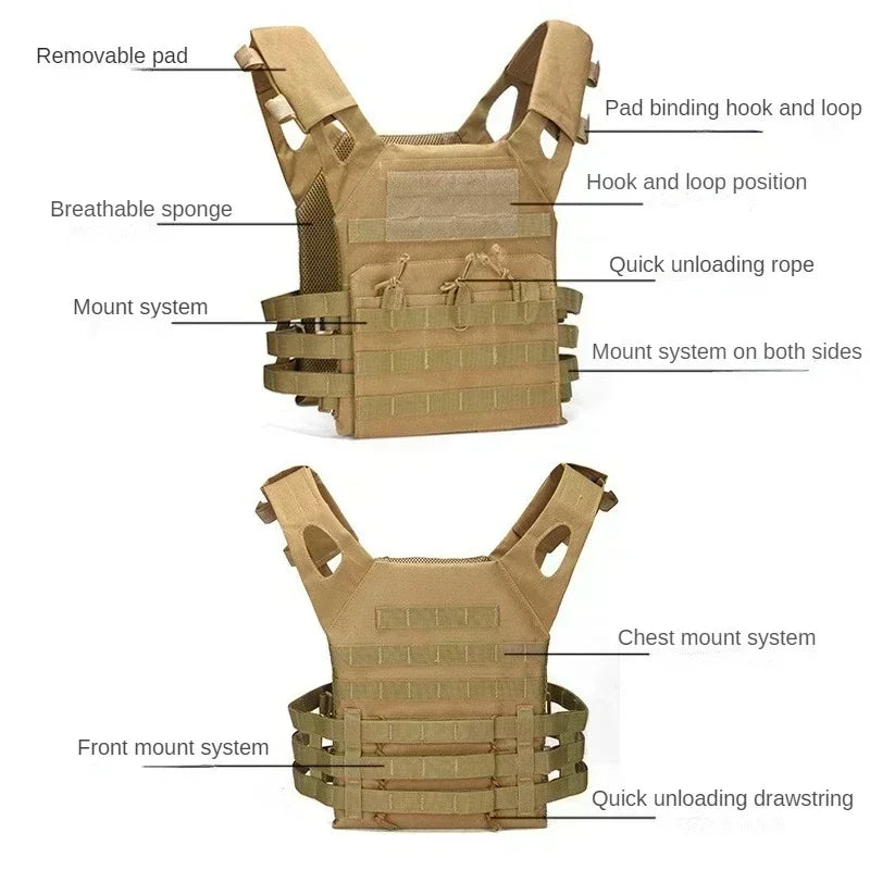 Men's Vest Molle Plate Carrierr Magazine Tactical Vest Train Body Armor Combat Camo CS Hunting Equipment