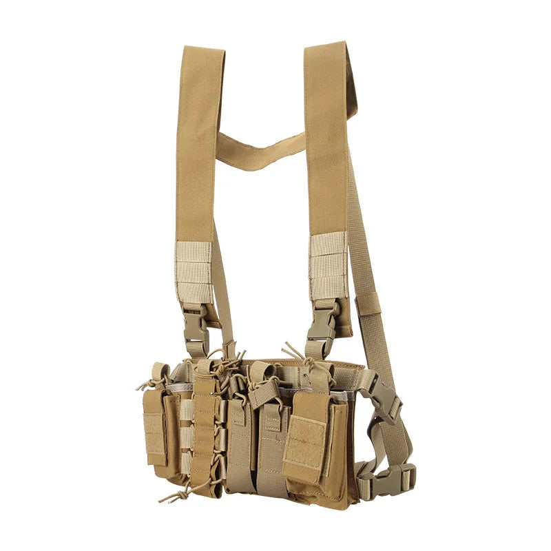 Radio Harness Front Pouch Tactical Chest Vest Holster Molle Vest Rig Bag Airsoft Hunting Radio Waist Pouch Adjustable