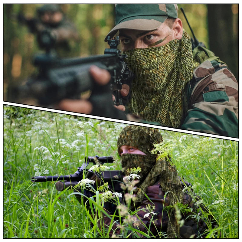 Camouflage mesh scarf sniper veil camouflage mesh face scarf veil head wrap suitable for outdoor camping hiking hunting shooting