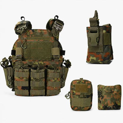 Modular Tactical Vest Set Quick‑Release MOLLE Vest with Mag Pouches Utility Bags for Airsoft Hunting Shooting Combat Training
