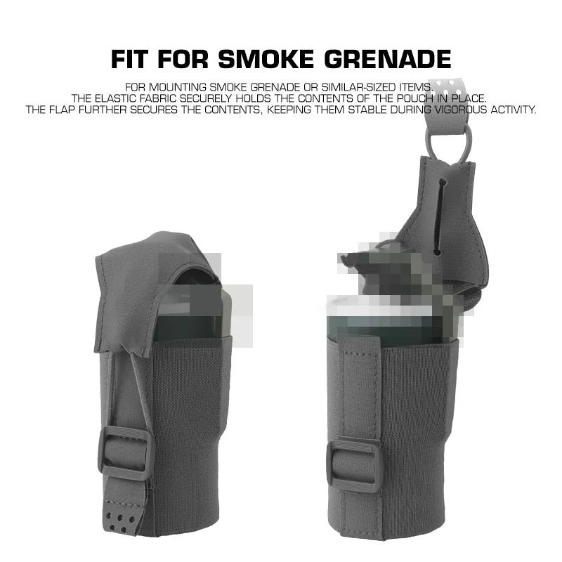 Tactical MOLLE Combat Single Magazine Bag Smoke Grenade Pouch Flexible Storage Bag  Elastic Tab/Fixed Hunting Training Gear