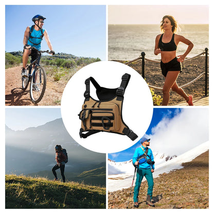 Outdoor Multifunctional Vest Chest Bag Large Capacity Nylon Hunt Vest Bag Adjustable Strap Travel Commute Sports Backpack