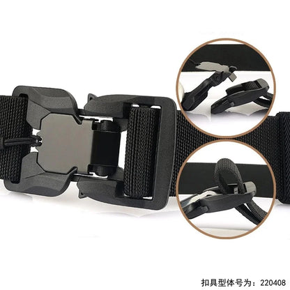 New Tactical Belt Magnetic Buckle Quick Release Elastic Belt Casual Nylon Tooling Training Belt Men's Trousers Belt