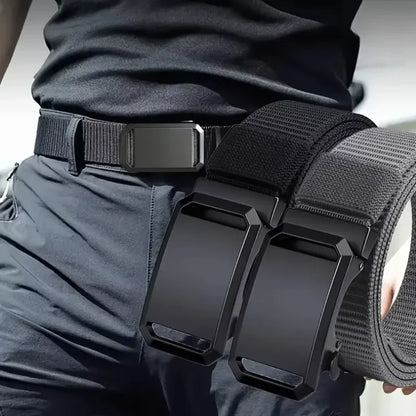 2PCS 2026 New Automatic Buckle Belt, Canvas Tactical Workwear Casual Outdoor Military Training Pants Belt For Men