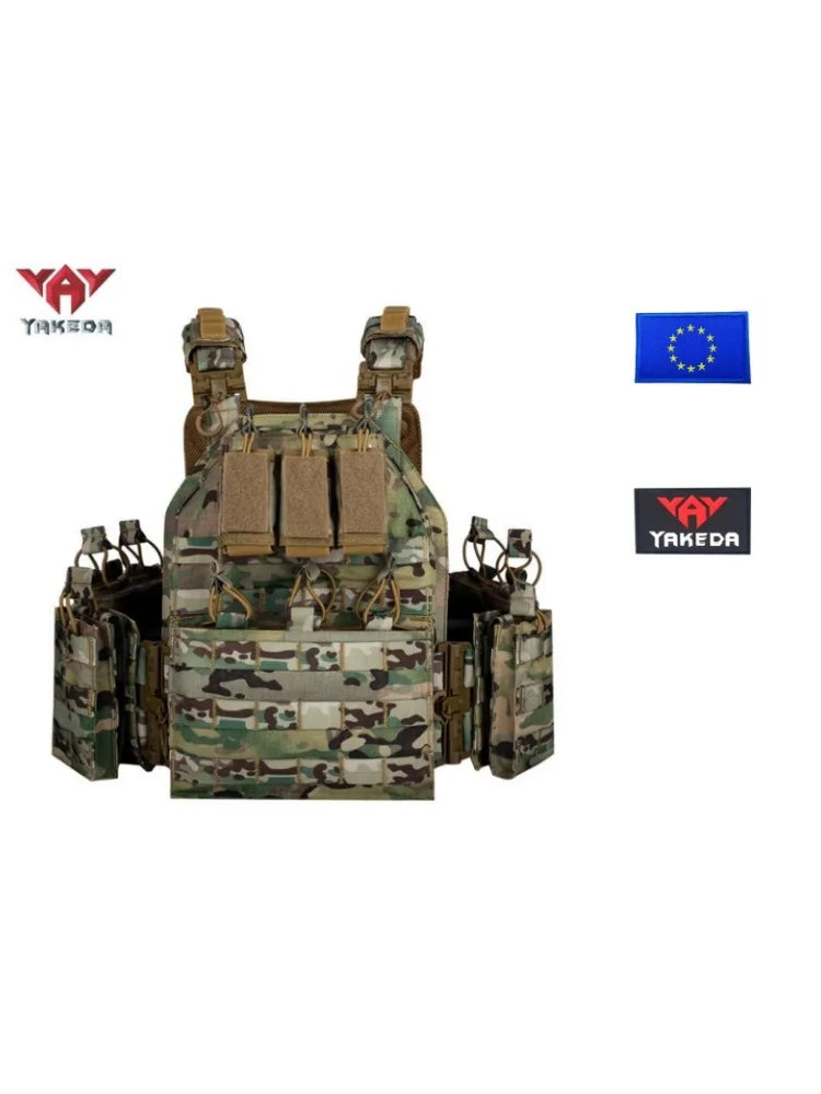 Tactical vest 6026-1 - Quick disassembly full protection vest - Laser-cut outdoor hunting style black outdoor equipment vest
