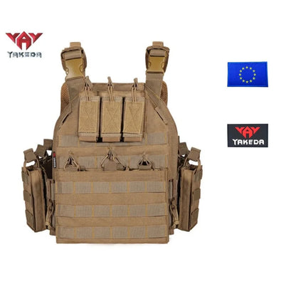 Tactical vest 6026-1 - Quick disassembly full protection vest - Laser-cut outdoor hunting style black outdoor equipment vest