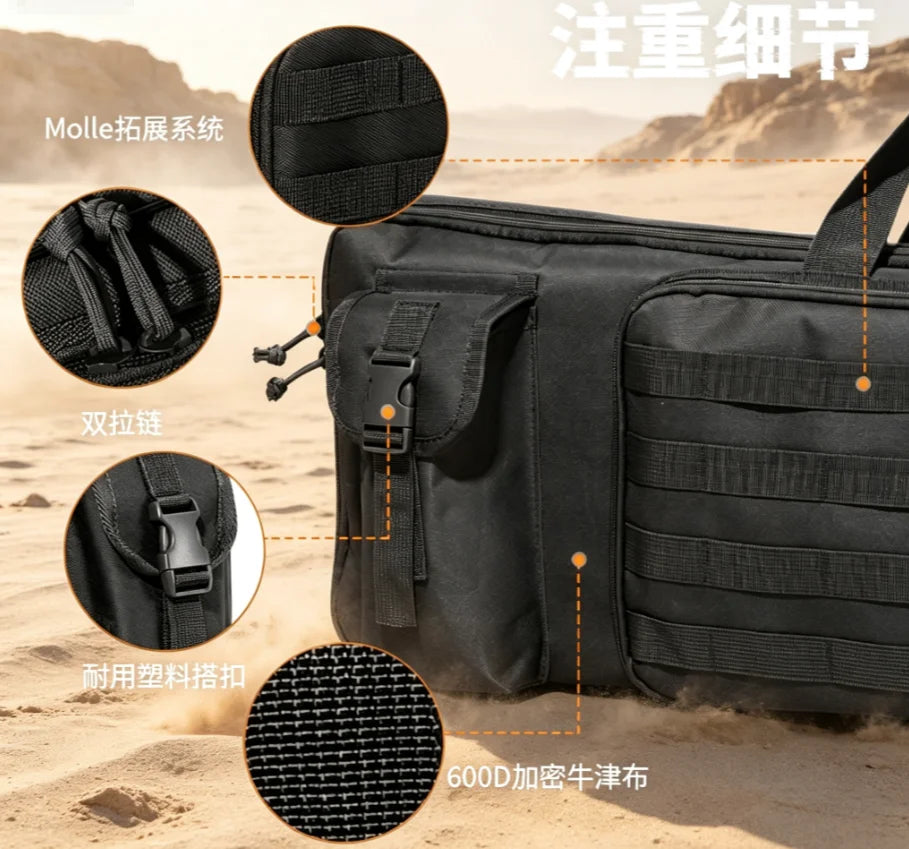 Tactical Rifle Bag 120cm/90cm, Gun Carrying Case Transport Backpack with Pistol Holster, Outdoor Sport Accessory