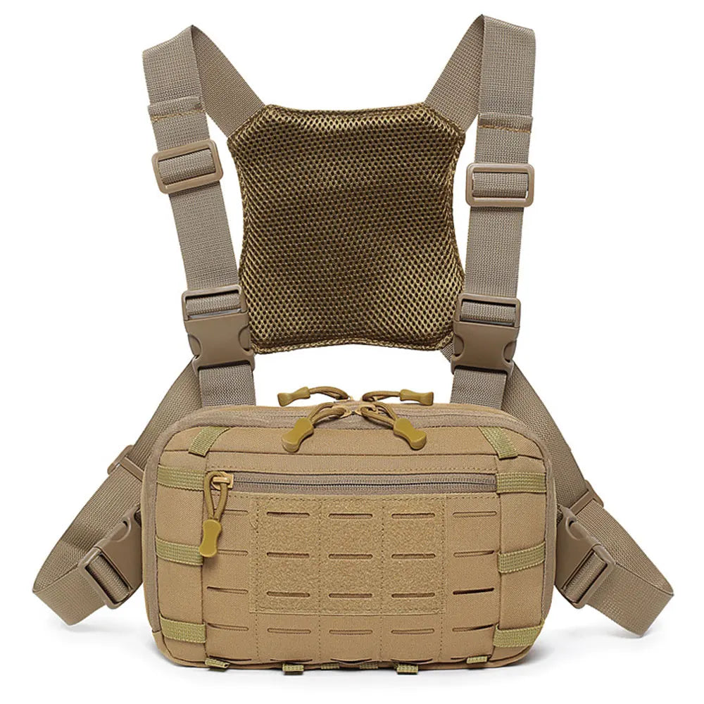 Molle Pistol Bag Tactical EDC Chest Bag with Gun Holster Quick Release Chest Rig Pack Vest Backpack for Camping Hunting