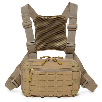Molle Pistol Bag Tactical EDC Chest Bag with Gun Holster Quick Release Chest Rig Pack Vest Backpack for Camping Hunting