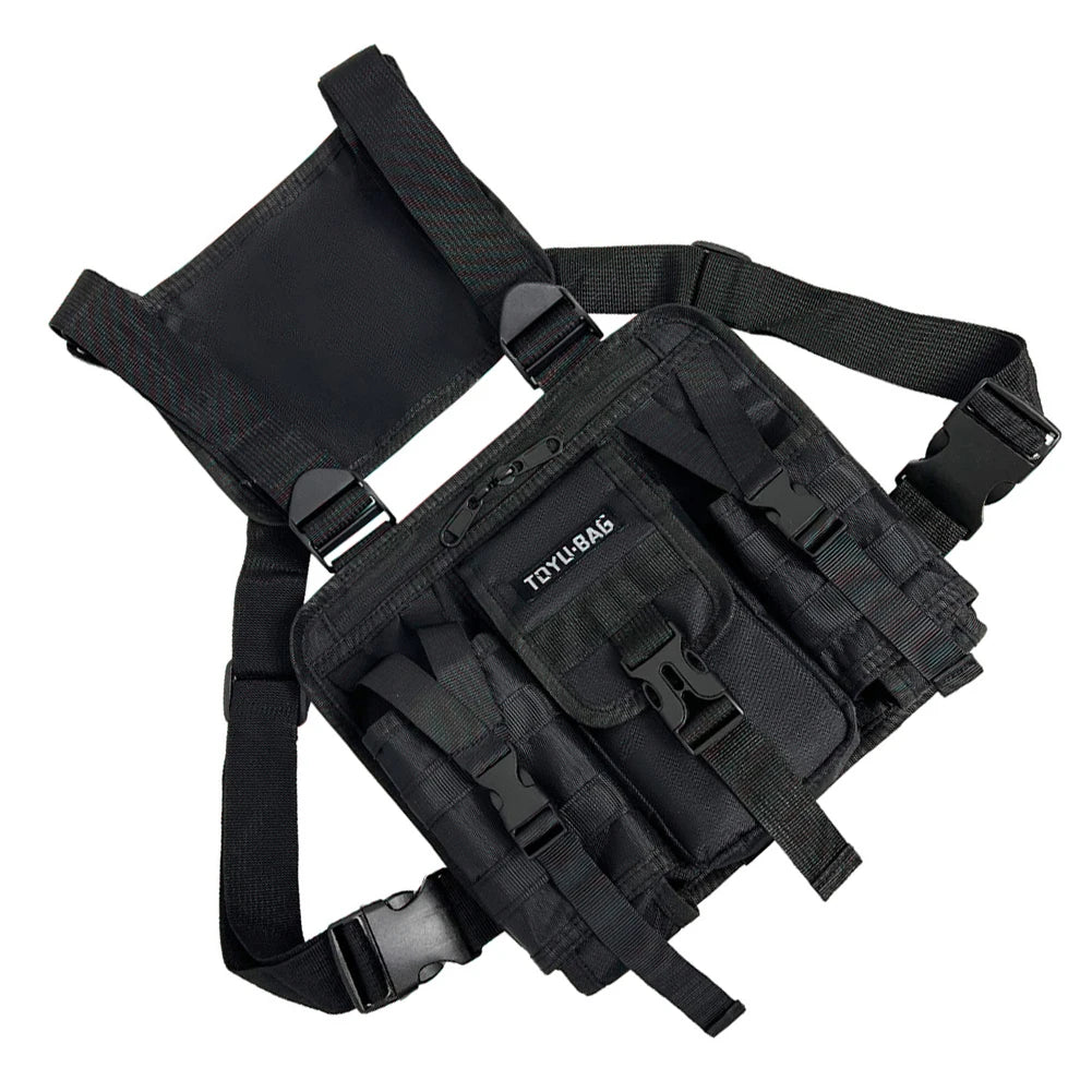 Molle Shoulder Vest Bags Oxford Cloth Male Chest Bag Adjustable Multiple Pockets Lightweight for Hiking Travel Cycling