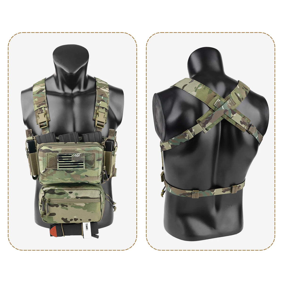 KRYDEX Tactical Micro D3CR Chest Rig with Triple 5.56 7.62 9mm Magazine Pouch Adjustable Strap Hunting D3CRM Gear Accessories